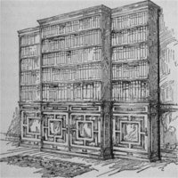 Three large ornate bookcases