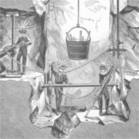 Group of of men working in a mine
