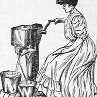 Woman churning butter or milk