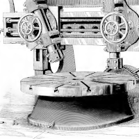 A mechanical device with gears and wheels