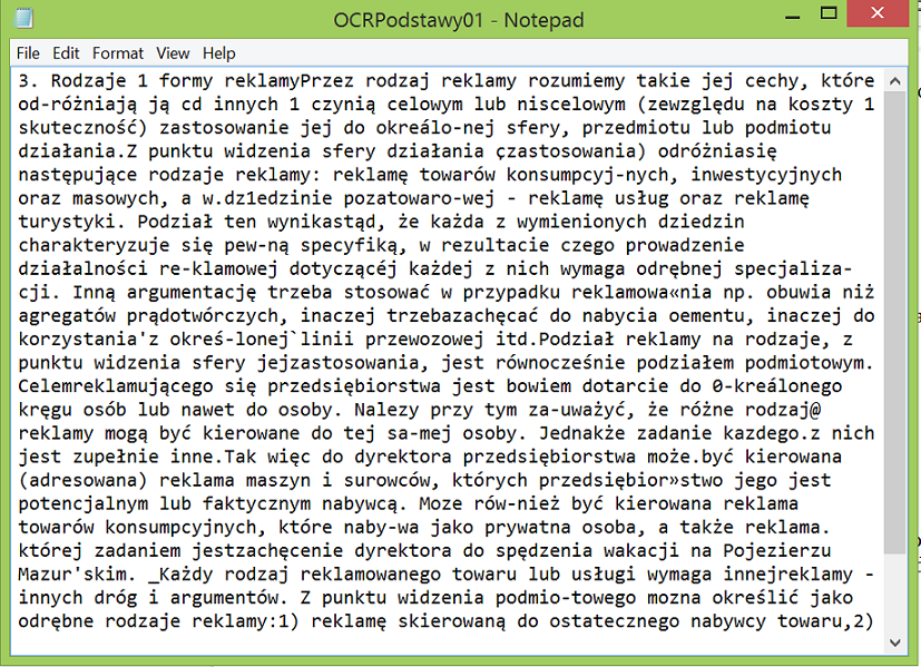 Ready OCR'd text in Notepad.