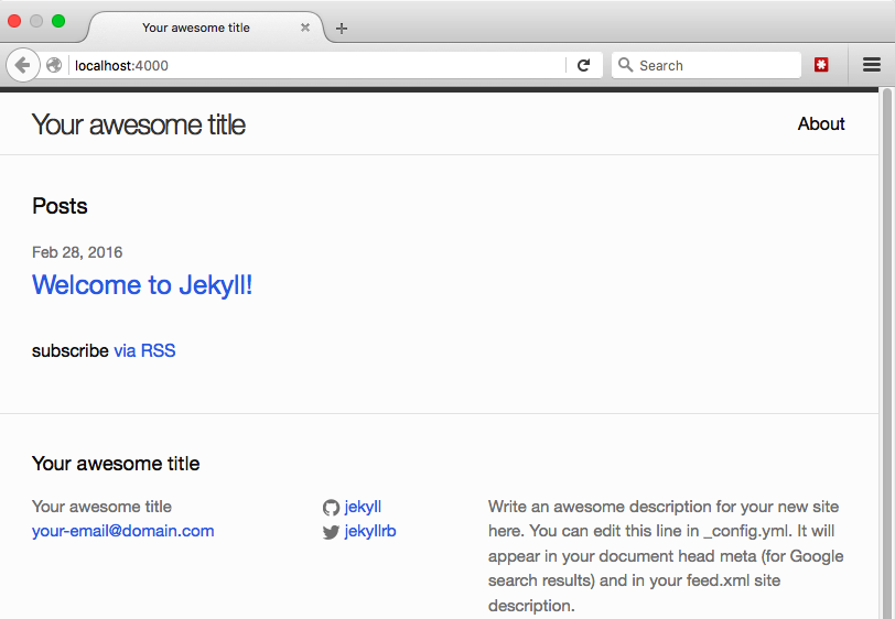 A basic Jekyll website with boilerplate text