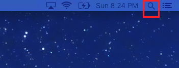 The magnifying glass icon that lets you search a Mac computer is in the top right of your computer screen