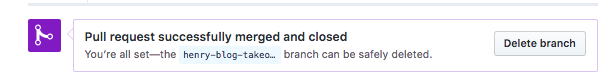Screenshot showing deleting branch after pull request