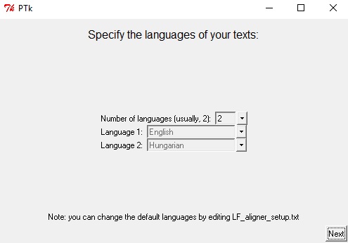 Interfaz de selección de lenguas