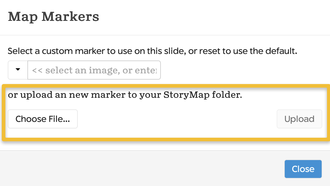 Use the Marker Options button to upload custom markers for your points.