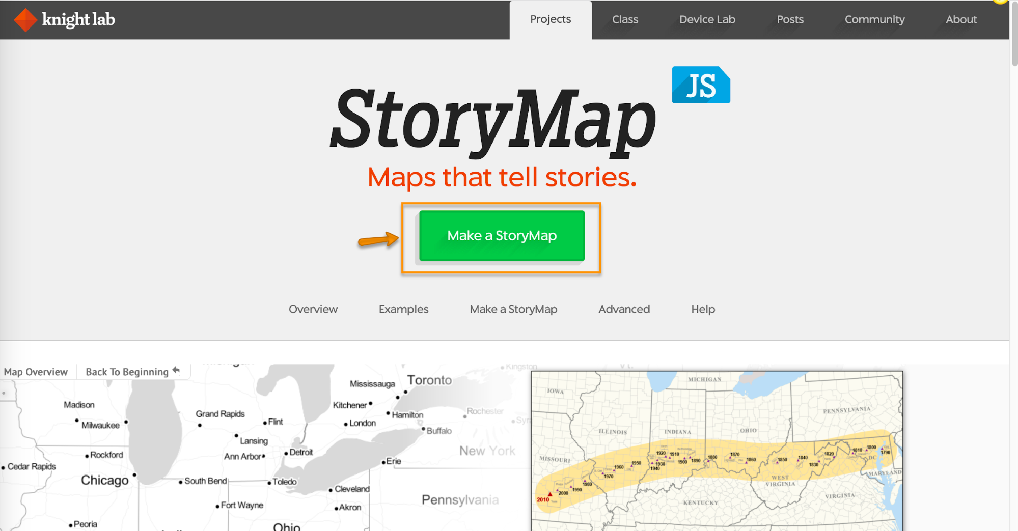 Story Map JS: Make a StoryMap.
