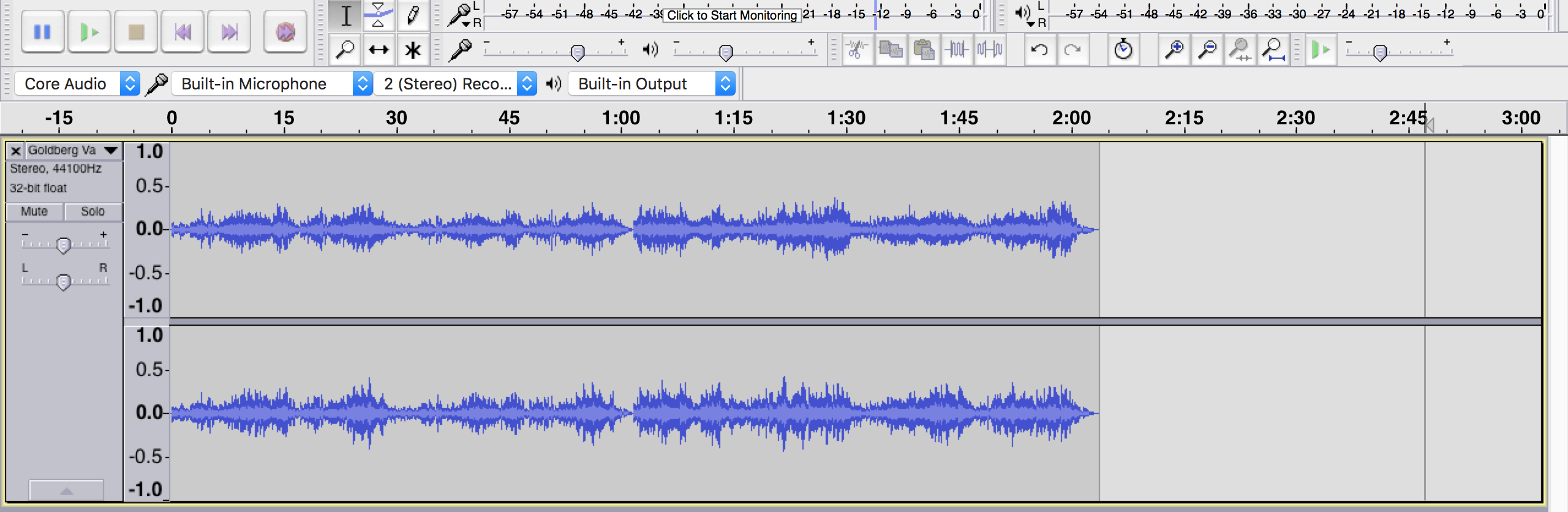 Bach waveform in Audacity