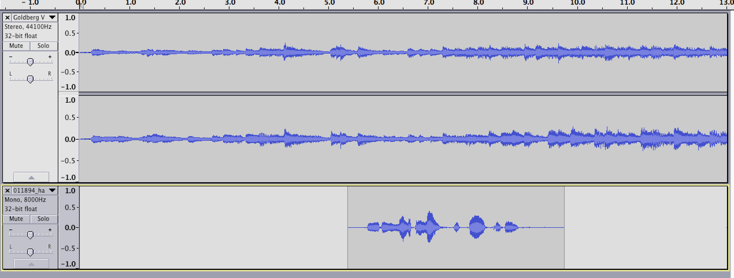 Repositioning audio clip in time