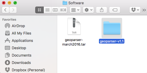 Figure 1: The new geoparser-v1.1 directory.
