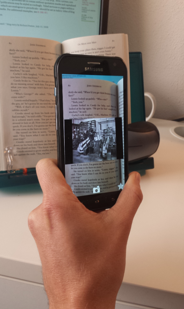 With Aurasma, you can overlay multimedia content such as videos over the pages of a book.
