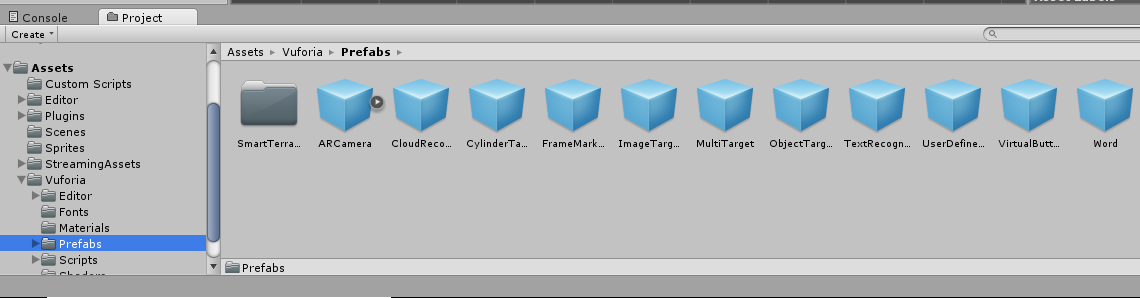 Use this area to navigate around the file structure of your Unity project.