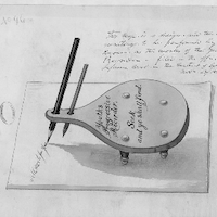 Drawing showing the design for the Youths progressive recorder, a mechanical handwriting copying machine.