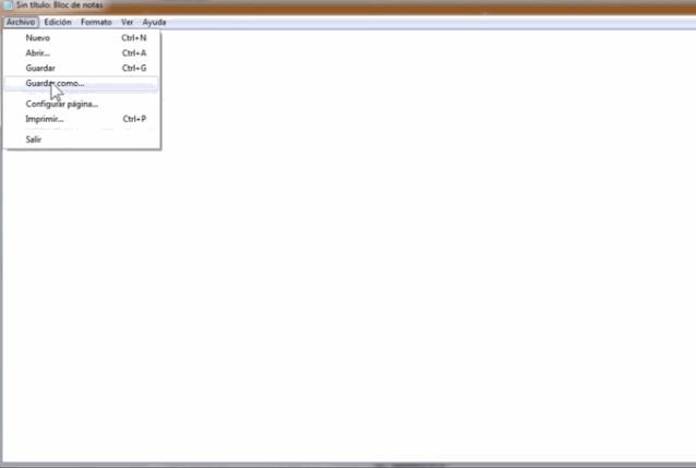 Guardar en UTF-8 en Windows: 1) Abrir Bloc de Notas, 2) Después de pegar o escribir el texto, dar clic en 'Guardar como' 3) En la ventana de 'codificiación' seleccionar 'UTF-8' 4) Elegir nombre de archivo y guardar como .txt (Torresblanca, 2014)