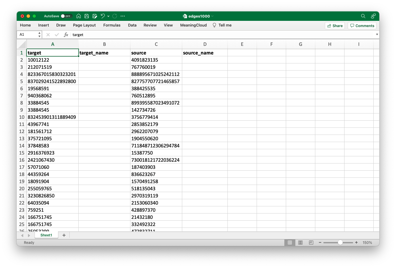 Add a column in the middle and insert the column names above. This will create target cells for the VLOOKUP outputs, and help us keep track of our data.