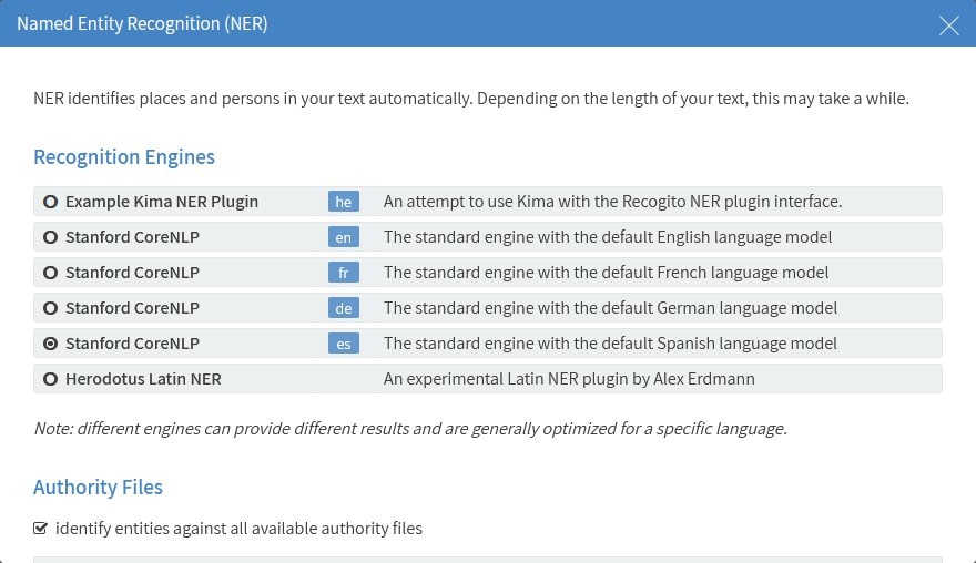 Opciones para compartir un documento en Recogito