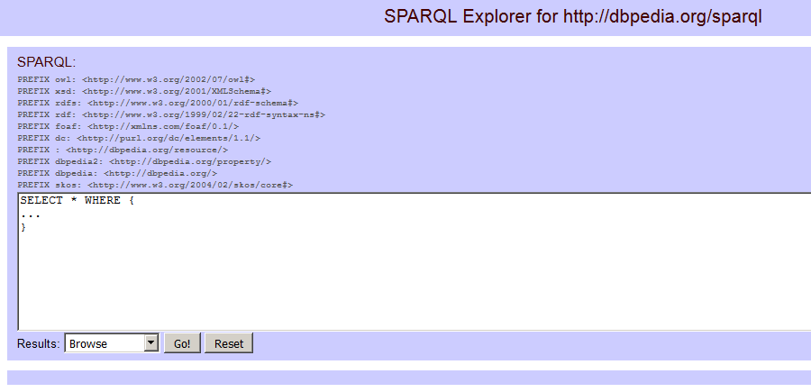 Figure 3. snorql's default query box, with some prefixes declared for you.