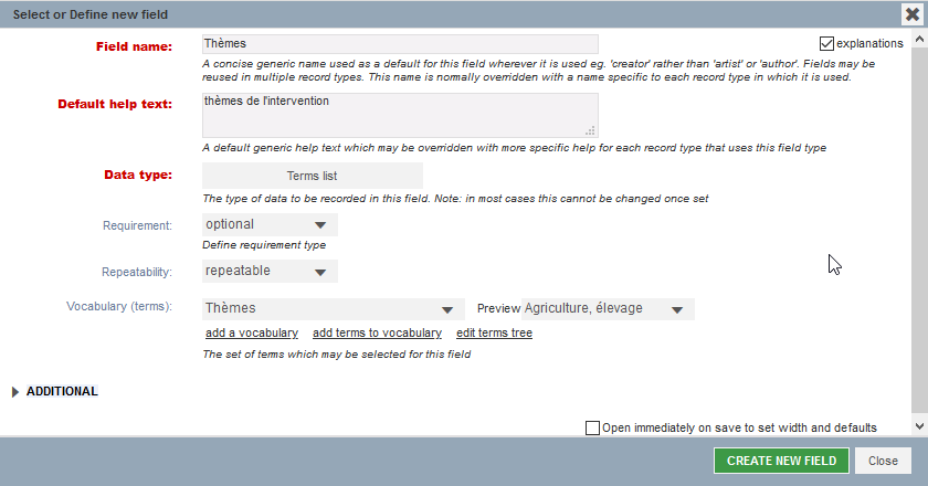 Fig. 26. Ajout du champ Thèmes.