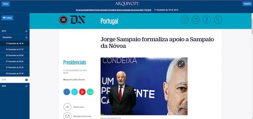 Jorge Sampaio formaliza apoio a Sampaio da Nóvoa